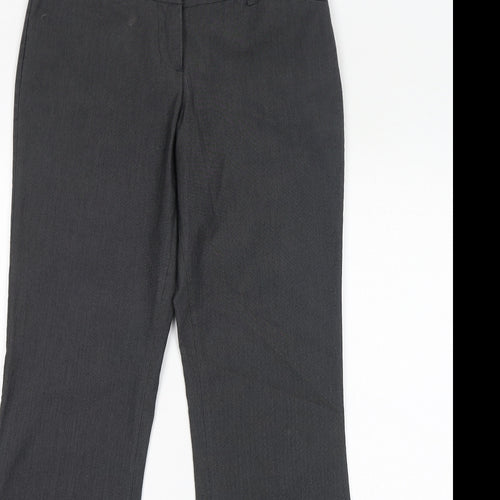 Laura Scott Womens Grey Cotton Trousers Size 8 L29 in Regular Zip