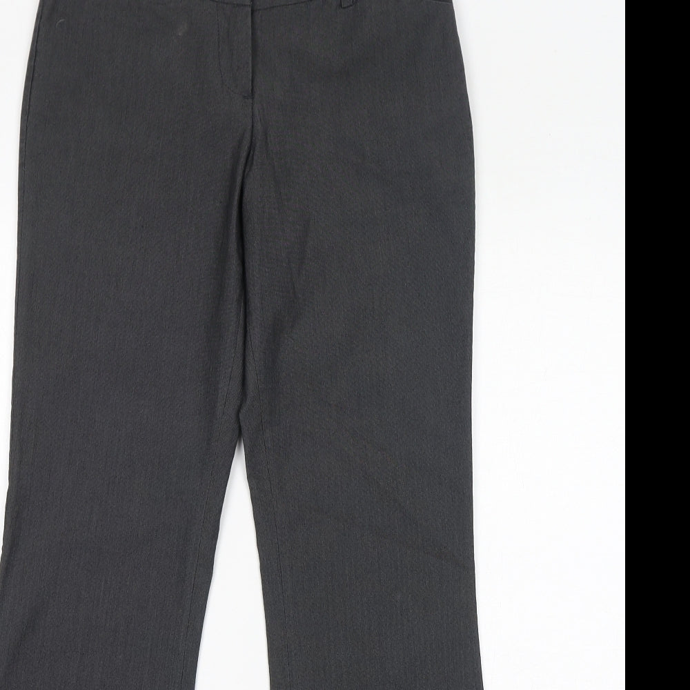 Laura Scott Womens Grey Cotton Trousers Size 8 L29 in Regular Zip