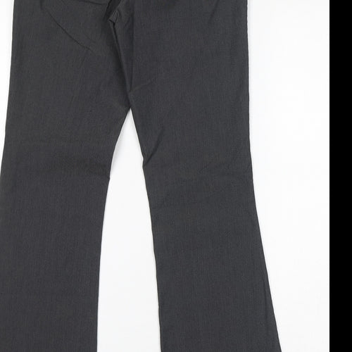 Laura Scott Womens Grey Cotton Trousers Size 8 L29 in Regular Zip