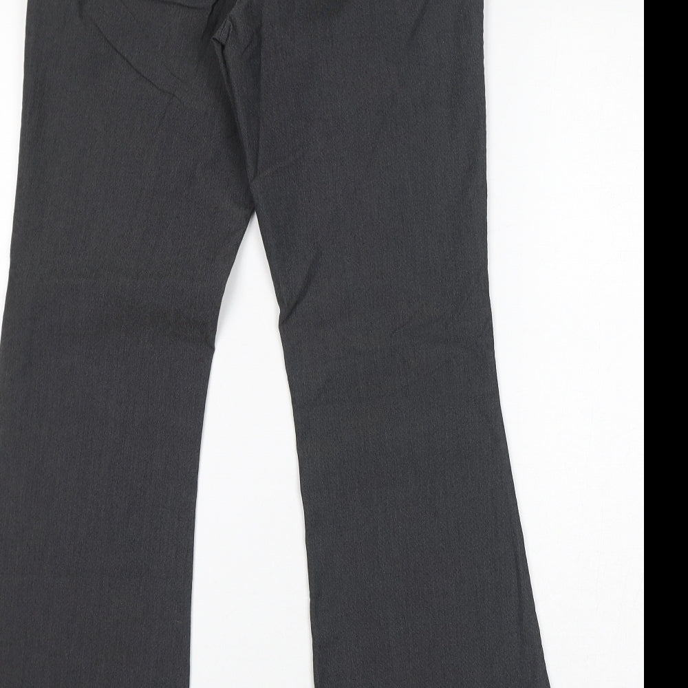 Laura Scott Womens Grey Cotton Trousers Size 8 L29 in Regular Zip