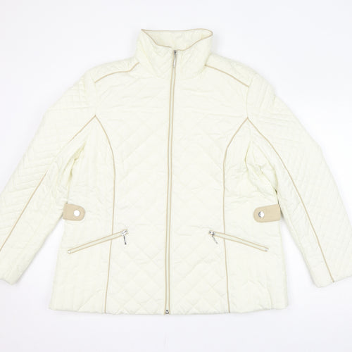 Damart Womens Ivory Quilted Jacket Size 18 Zip - Size 18-20