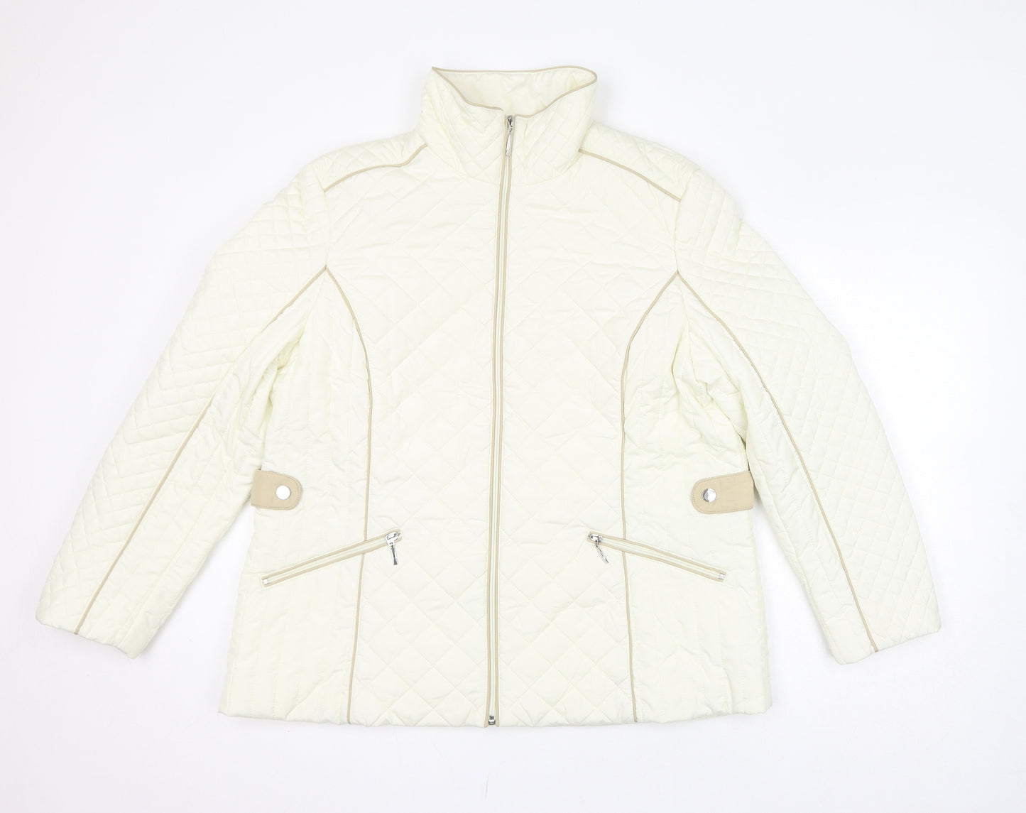 Damart Womens Ivory Quilted Jacket Size 18 Zip - Size 18-20