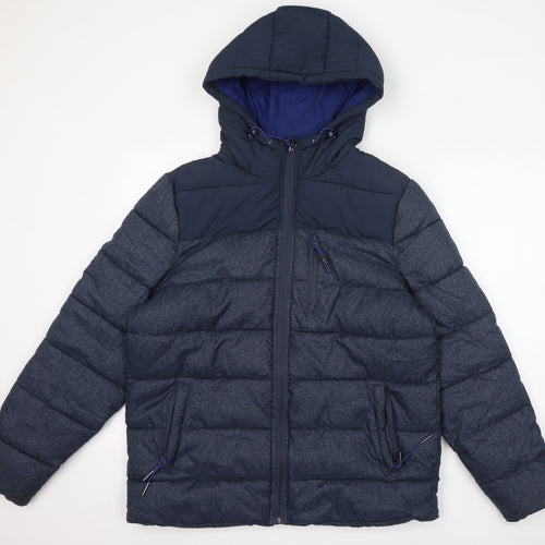Weird Fish Mens Blue Puffer Jacket Jacket Size M Zip