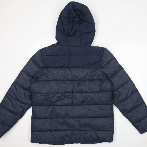 Weird Fish Mens Blue Puffer Jacket Jacket Size M Zip