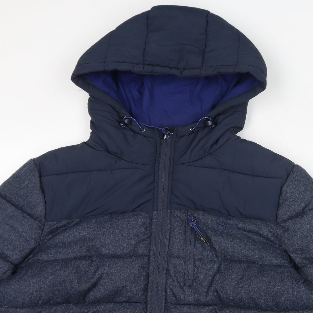 Weird Fish Mens Blue Puffer Jacket Jacket Size M Zip