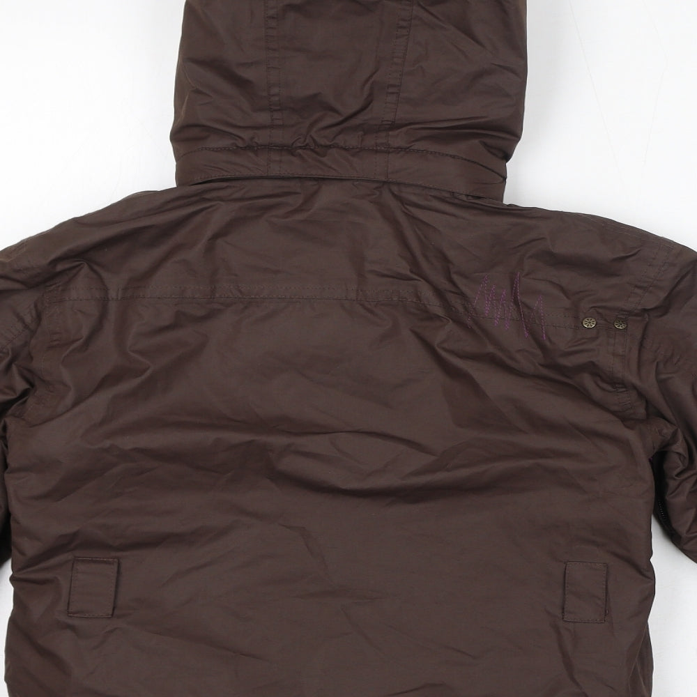 Crane Girls Brown Ski Jacket Jacket Size 9 Years Zip - Faux Fur Hood, Embroidery
