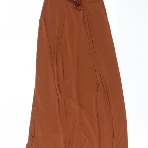 ASOS Womens Brown Polyester A-Line Size 8 V-Neck Pullover - Keyhole neck, Slits