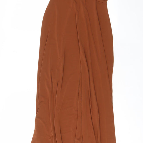 ASOS Womens Brown Polyester A-Line Size 8 V-Neck Pullover - Keyhole neck, Slits