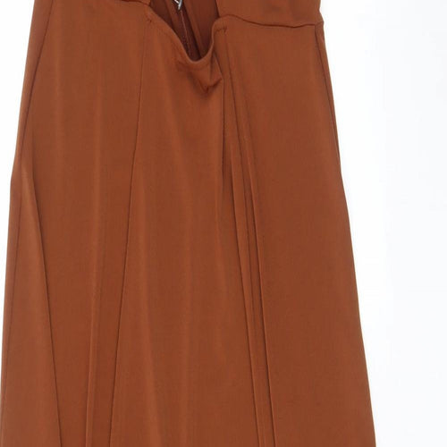 ASOS Womens Brown Polyester A-Line Size 8 V-Neck Pullover - Keyhole neck, Slits