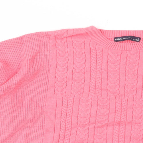 Marks and Spencer Womens Pink Crew Neck Viscose Pullover Jumper Size L