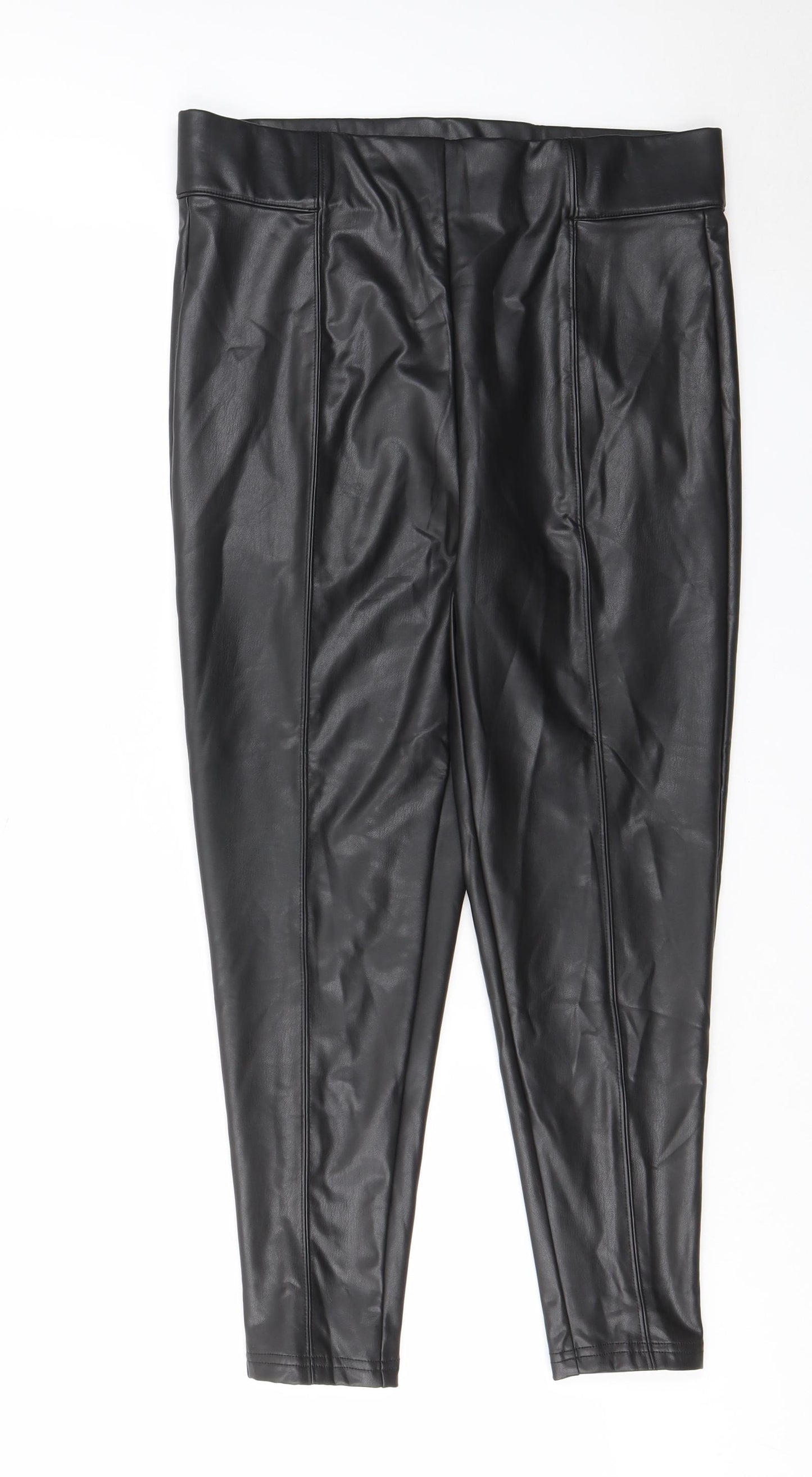 Marks and Spencer Womens Black Polyester Capri Leggings Size 14 L20 in - Elastic waist