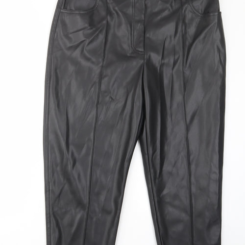 Marks and Spencer Womens Black Polyester Trousers Size 18 L23 in Regular Hook & Eye - Pockets, Belt Loops
