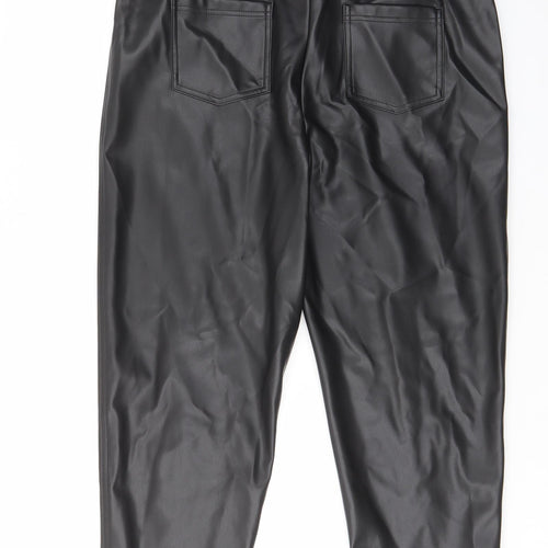 Marks and Spencer Womens Black Polyester Trousers Size 18 L23 in Regular Hook & Eye - Pockets, Belt Loops