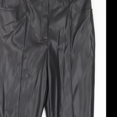 Marks and Spencer Womens Black Polyester Trousers Size 18 L23 in Regular Hook & Eye - Pockets, Belt Loops