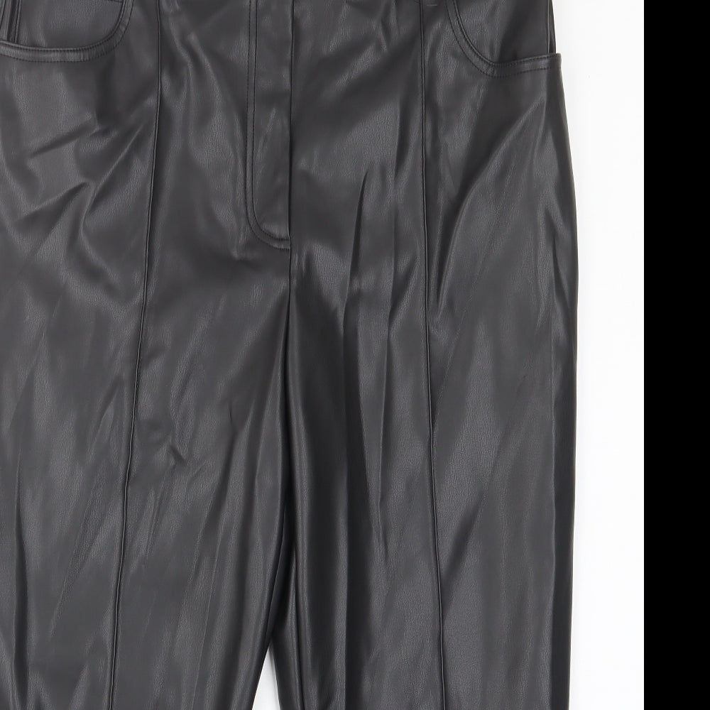 Marks and Spencer Womens Black Polyester Trousers Size 18 L23 in Regular Hook & Eye - Pockets, Belt Loops