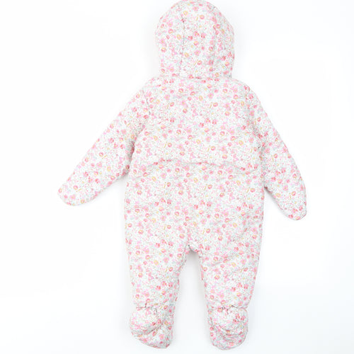 Mothercare Girls Pink Floral Polyester Babygrow One-Piece Size 6-9 Months Zip