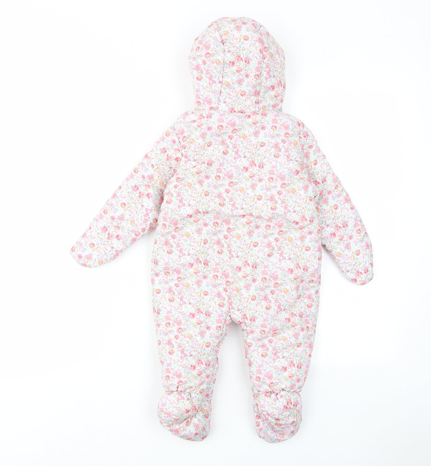 Mothercare Girls Pink Floral Polyester Babygrow One-Piece Size 6-9 Months Zip