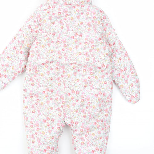 Mothercare Girls Pink Floral Polyester Babygrow One-Piece Size 6-9 Months Zip