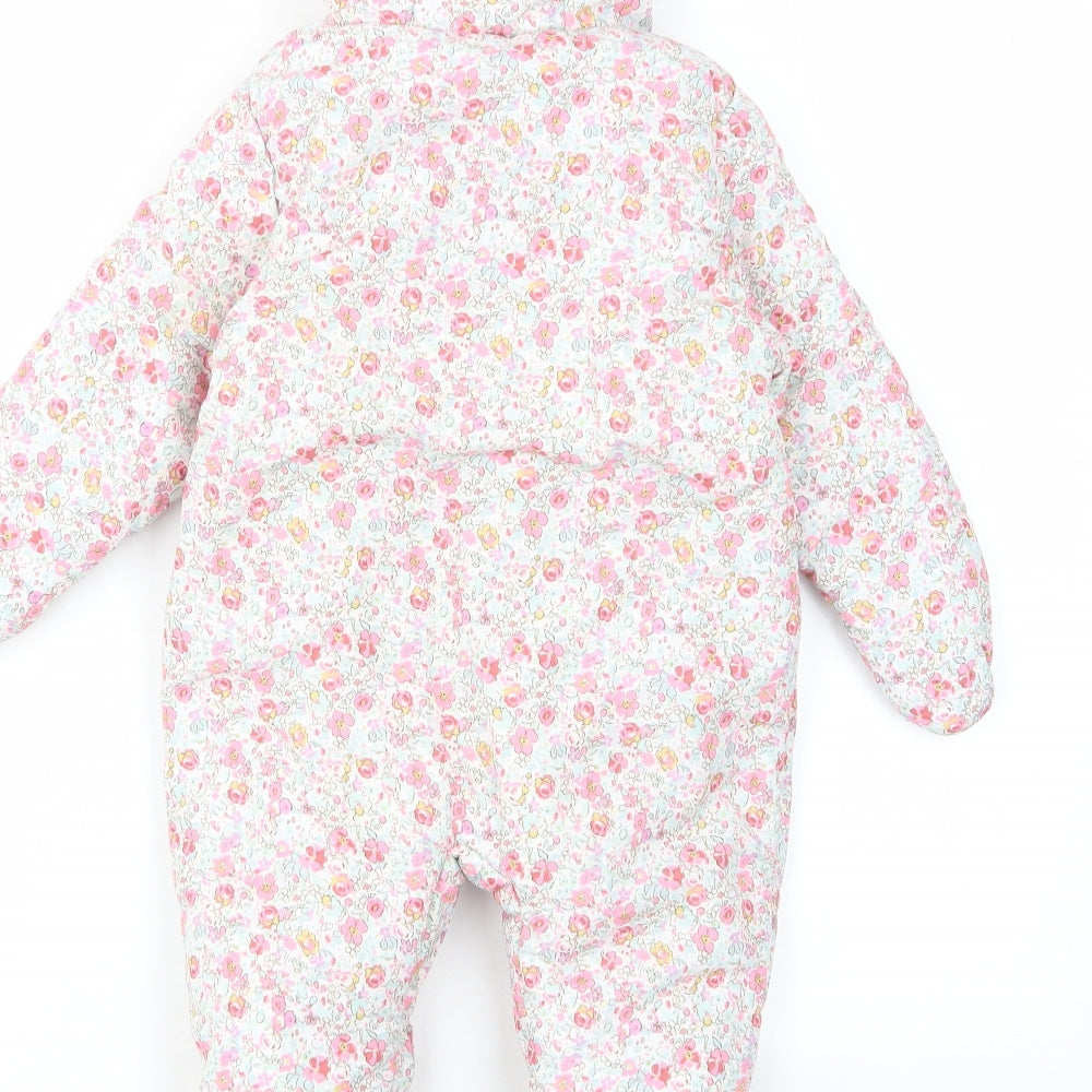 Mothercare Girls Pink Floral Polyester Babygrow One-Piece Size 6-9 Months Zip