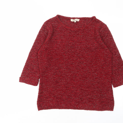 Inspire Womens Red Crew Neck Polyester Pullover Jumper Size M - M/L
