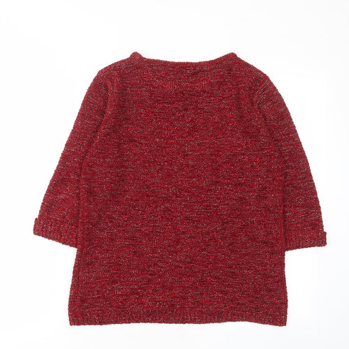 Inspire Womens Red Crew Neck Polyester Pullover Jumper Size M - M/L