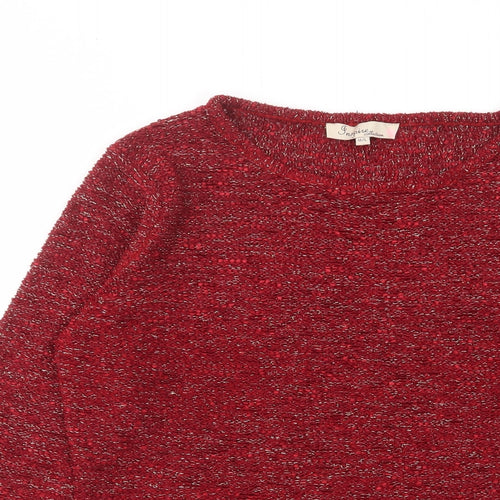 Inspire Womens Red Crew Neck Polyester Pullover Jumper Size M - M/L