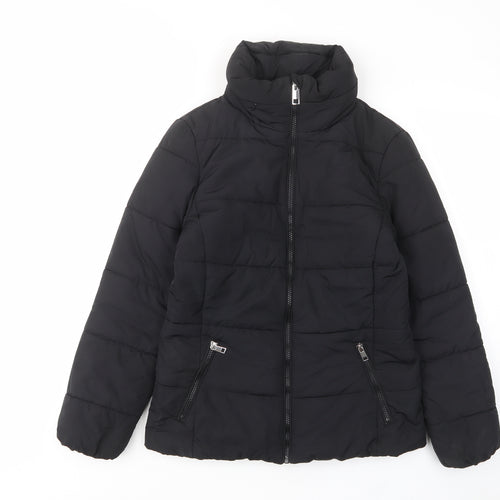 Marks and Spencer Womens Black Quilted Jacket Size 8 Zip - Zip Pockets