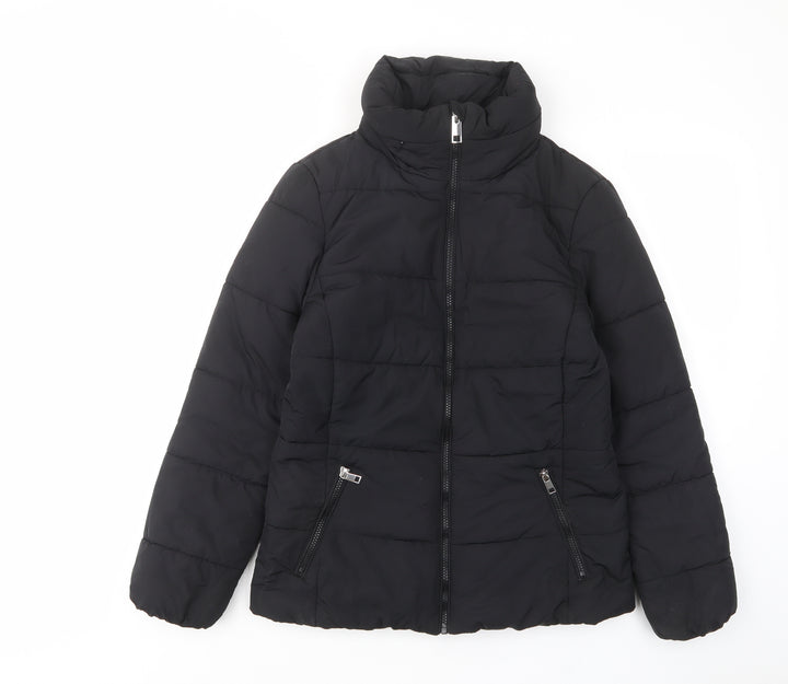 Marks and Spencer Womens Black Quilted Jacket Size 8 Zip - Zip Pockets