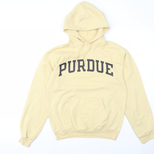 champ Mens Yellow Cotton Pullover Hoodie Size M - Puredue