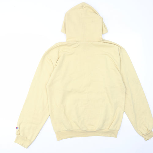 champ Mens Yellow Cotton Pullover Hoodie Size M - Puredue