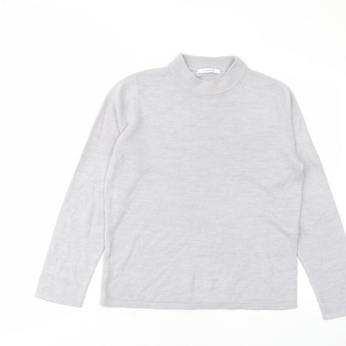 Classic Womens Grey Round Neck Acrylic Pullover Jumper Size 12