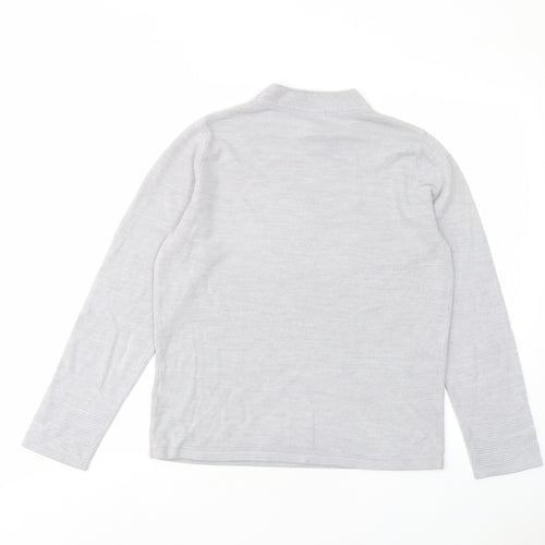 Classic Womens Grey Round Neck Acrylic Pullover Jumper Size 12