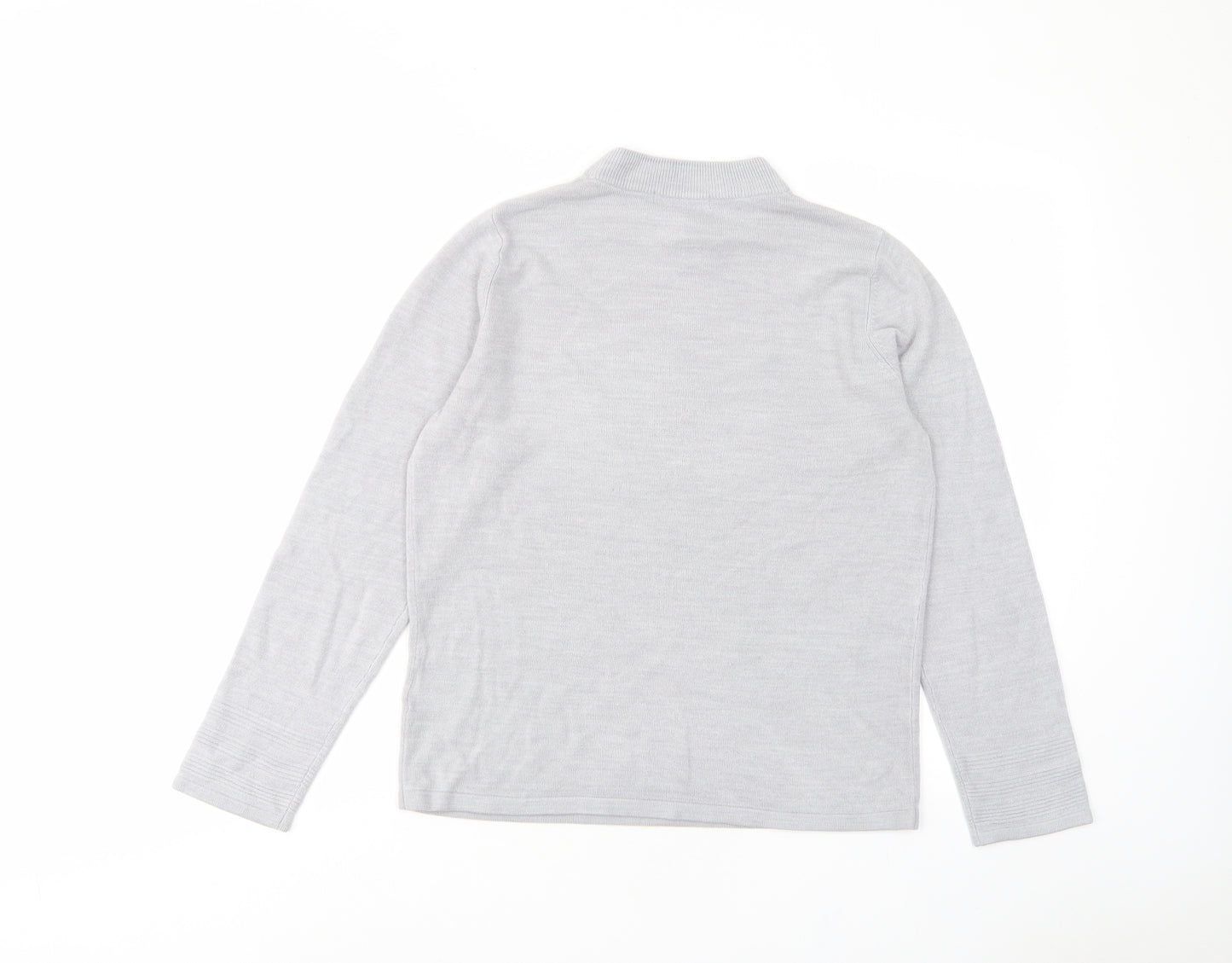 Classic Womens Grey Round Neck Acrylic Pullover Jumper Size 12