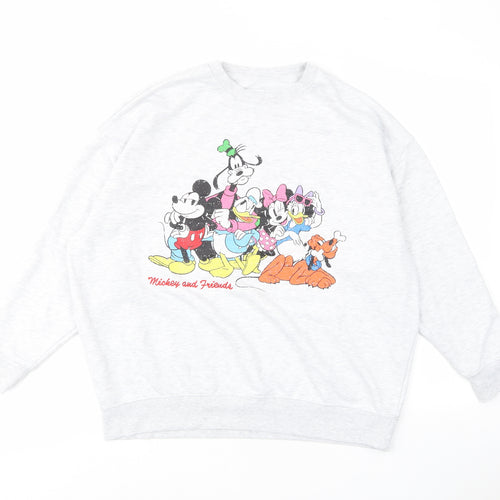 Disney Womens Grey Cotton Pullover Sweatshirt Size S Pullover - Mickey & Friends