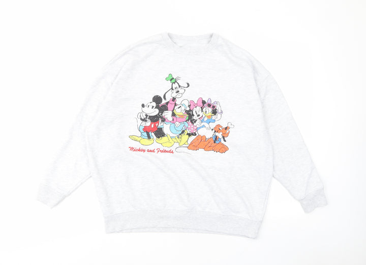 Disney Womens Grey Cotton Pullover Sweatshirt Size S Pullover - Mickey & Friends