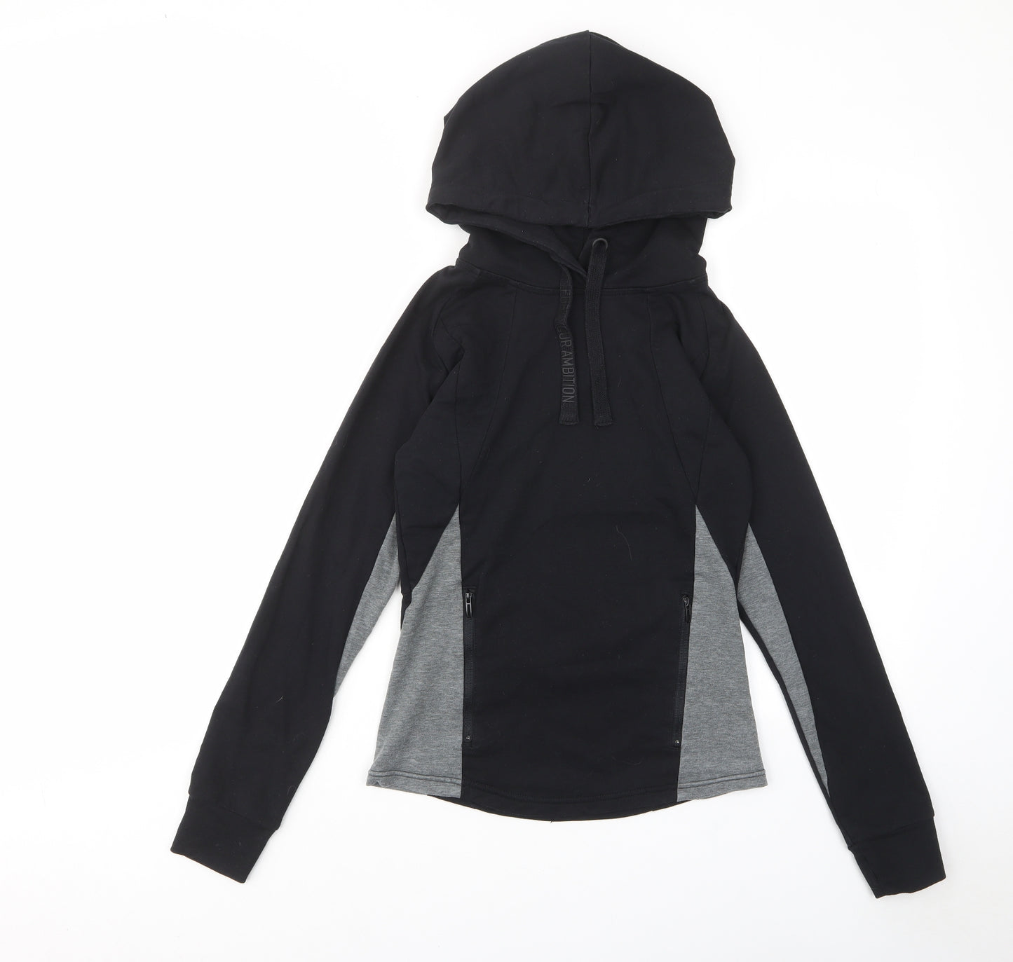 Myprotein Womens Black Cotton Pullover Hoodie Size S Pullover - Zip Pockets