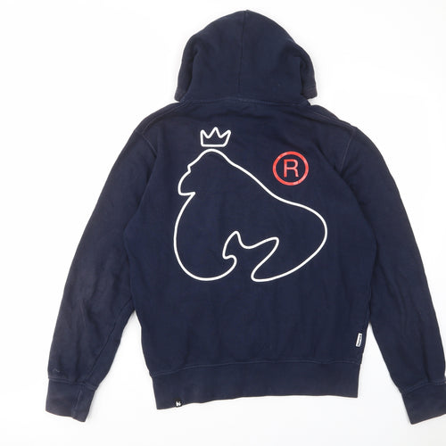 Money Mens Blue Cotton Pullover Hoodie Size M - Logo, Pockets