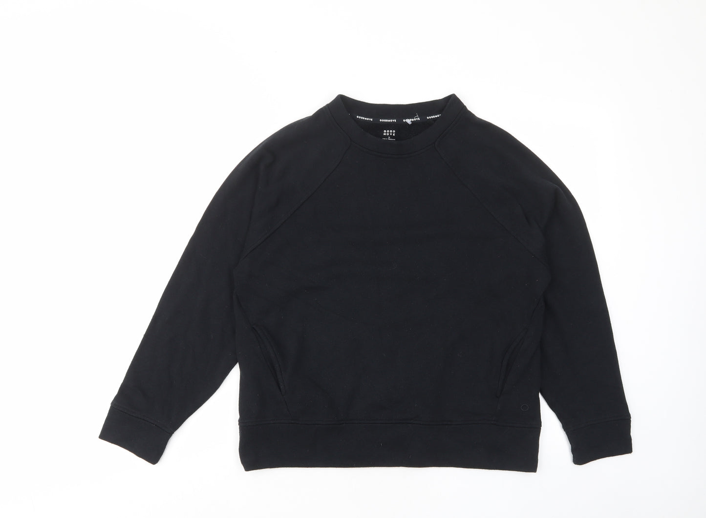 GOODMOVE Womens Black Cotton Pullover Sweatshirt Size 10 Pullover - Pockets
