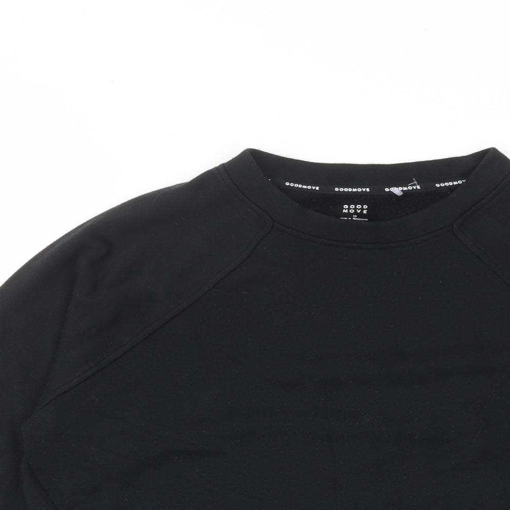 GOODMOVE Womens Black Cotton Pullover Sweatshirt Size 10 Pullover - Pockets