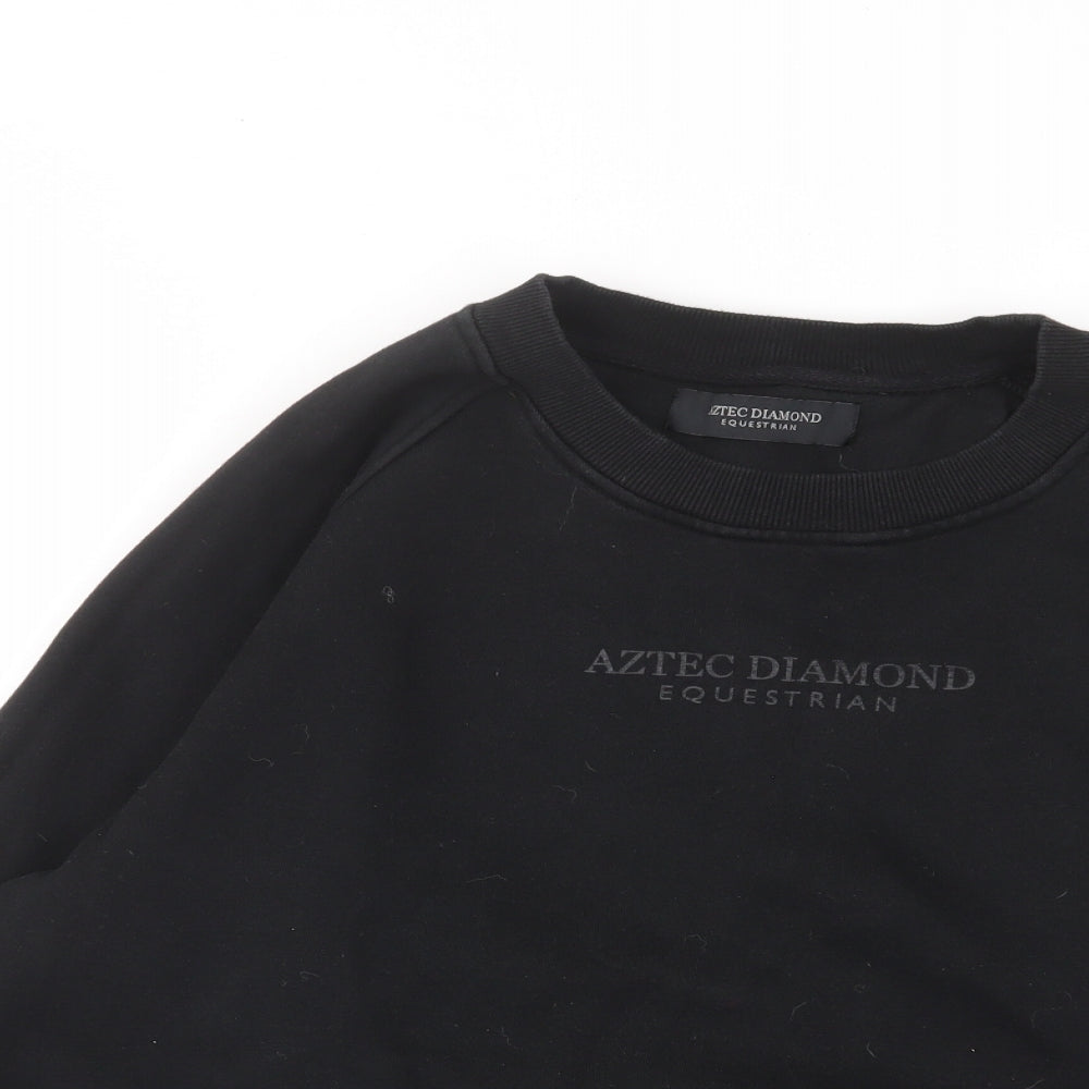 Aztec Womens Black Cotton Pullover Sweatshirt Size XL Pullover