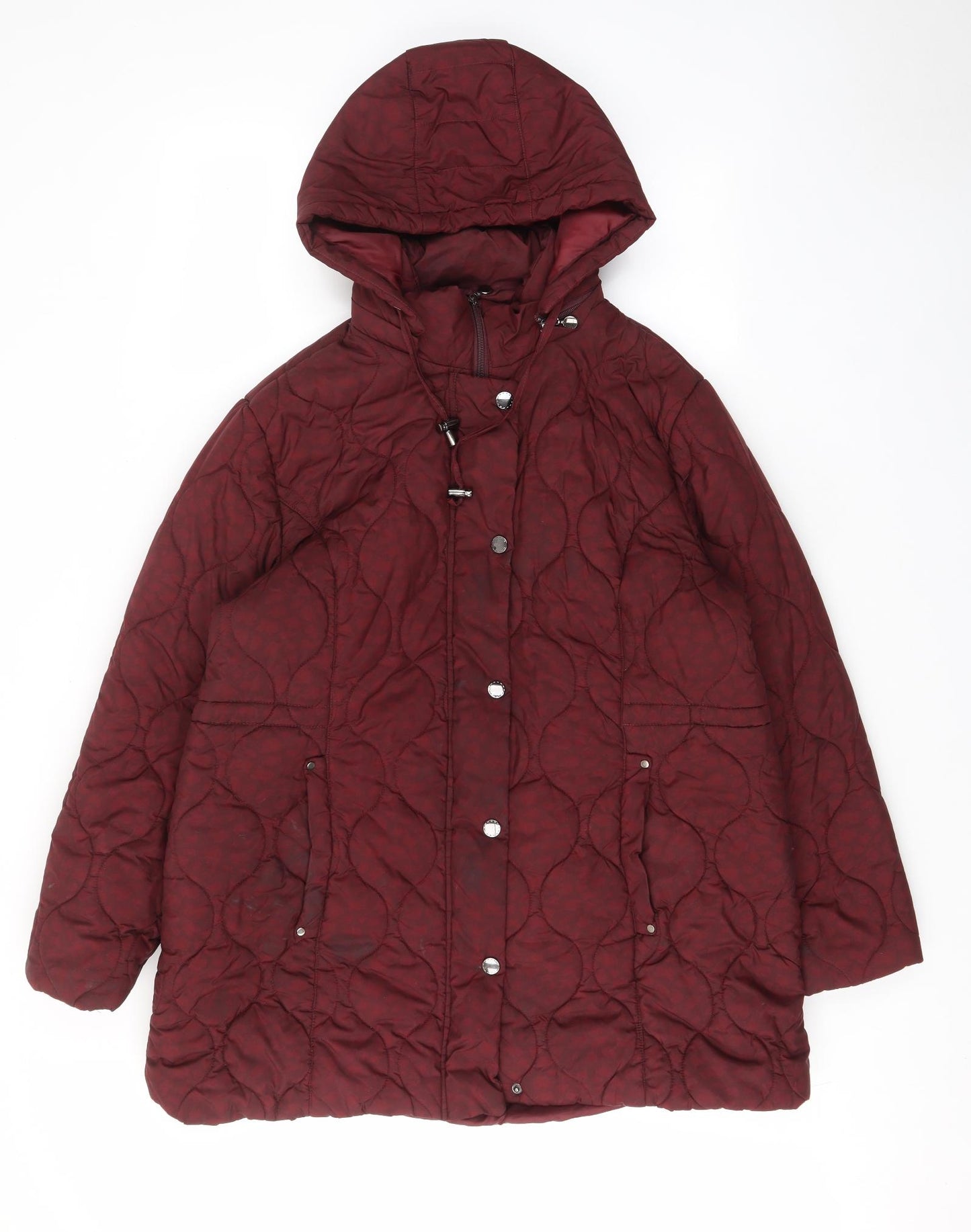 EWM Womens Red Geometric Jacket Coat Size 20 Zip - Pockets