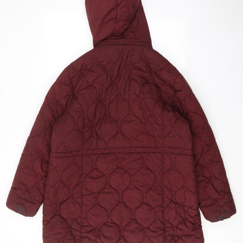 EWM Womens Red Geometric Jacket Coat Size 20 Zip - Pockets