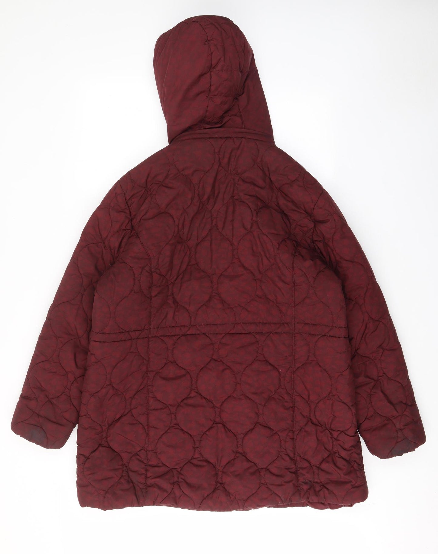 EWM Womens Red Geometric Jacket Coat Size 20 Zip - Pockets