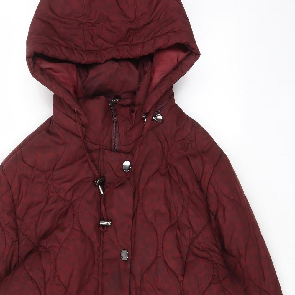 EWM Womens Red Geometric Jacket Coat Size 20 Zip - Pockets
