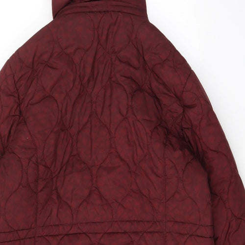 EWM Womens Red Geometric Jacket Coat Size 20 Zip - Pockets