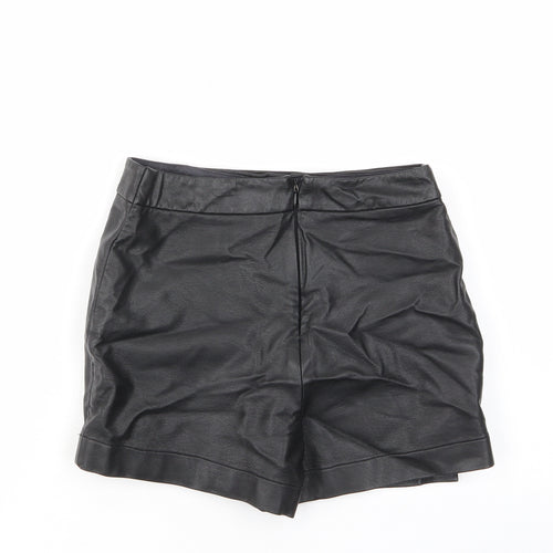 River Island Womens Black Polyurethane A-Line Skirt Size 8 Button