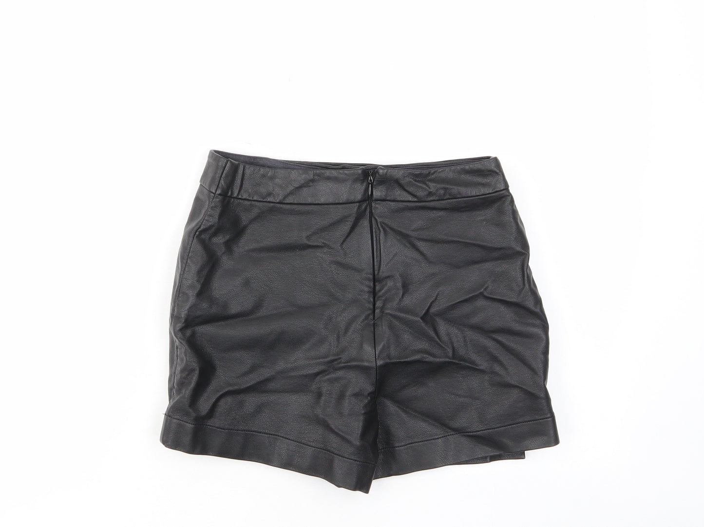 River Island Womens Black Polyurethane A-Line Skirt Size 8 Button
