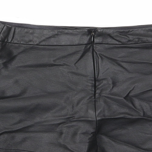 River Island Womens Black Polyurethane A-Line Skirt Size 8 Button