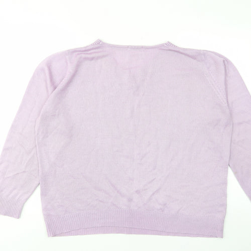 Damart Womens Purple V-Neck Acrylic Pullover Jumper Size 18