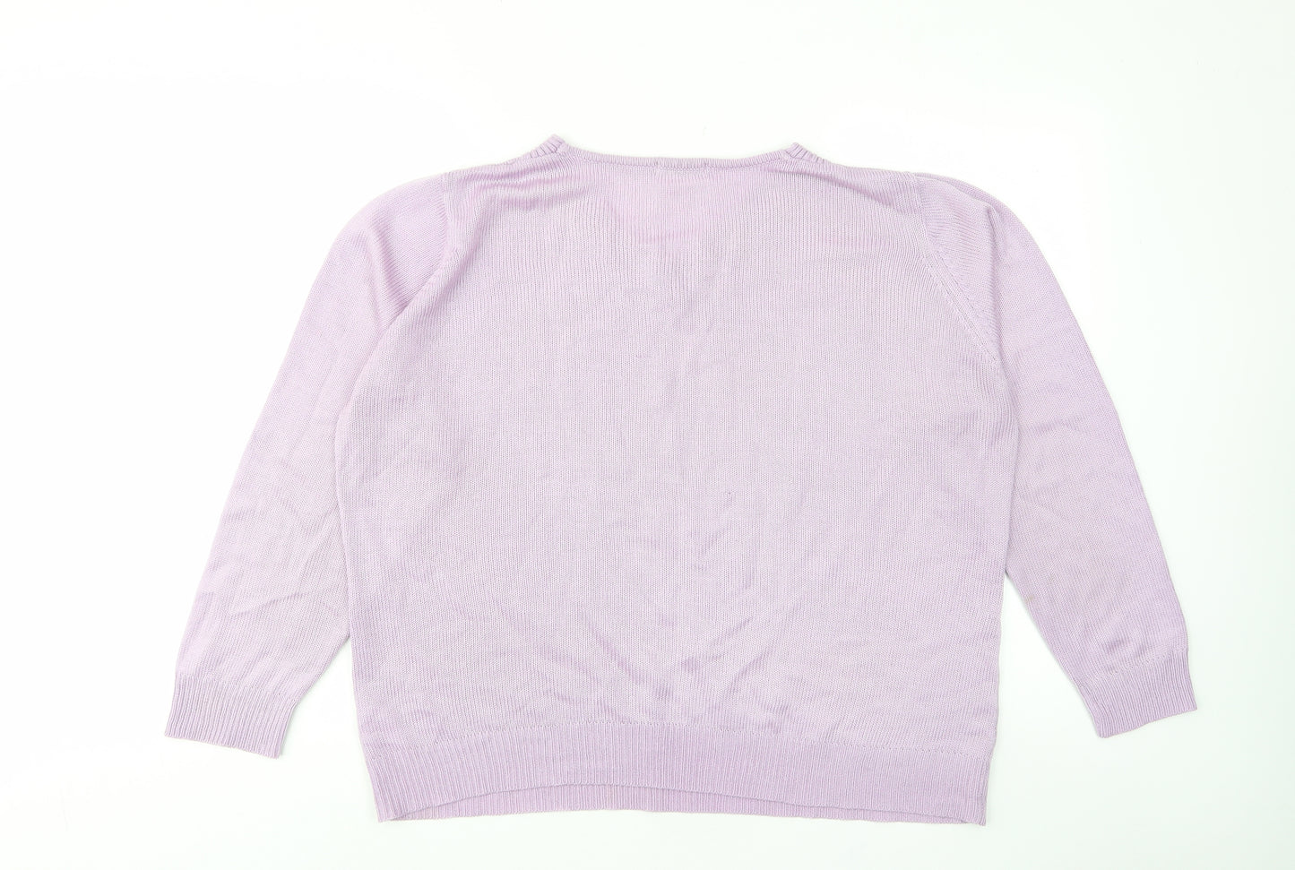Damart Womens Purple V-Neck Acrylic Pullover Jumper Size 18